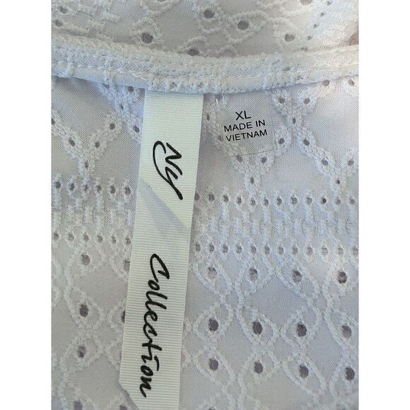 NY Collection White Eyelet Women's XL Short Sleeve Top - Picture 3 of 5